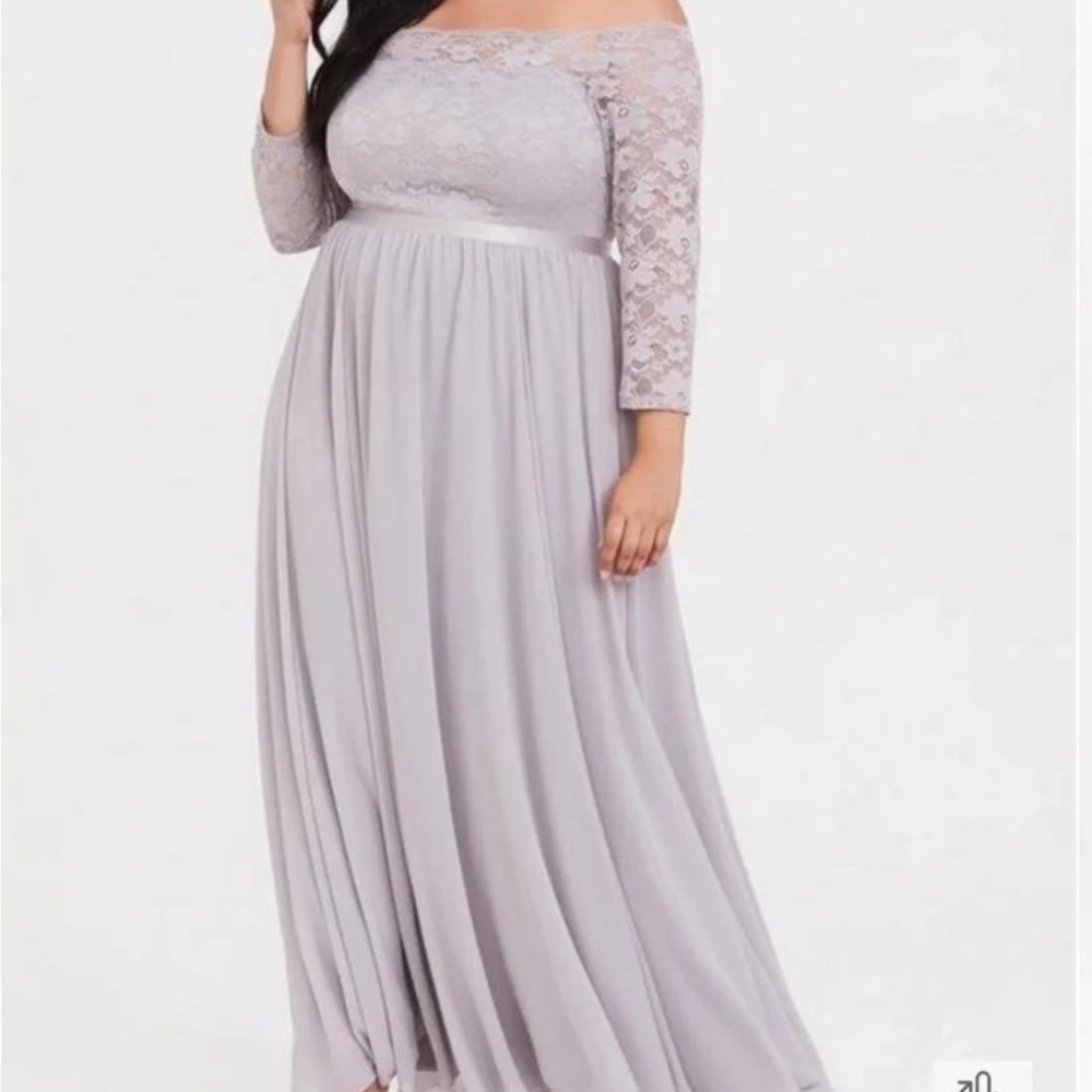 torrid Lavender Lace Off-Shoulder Maxi Dress